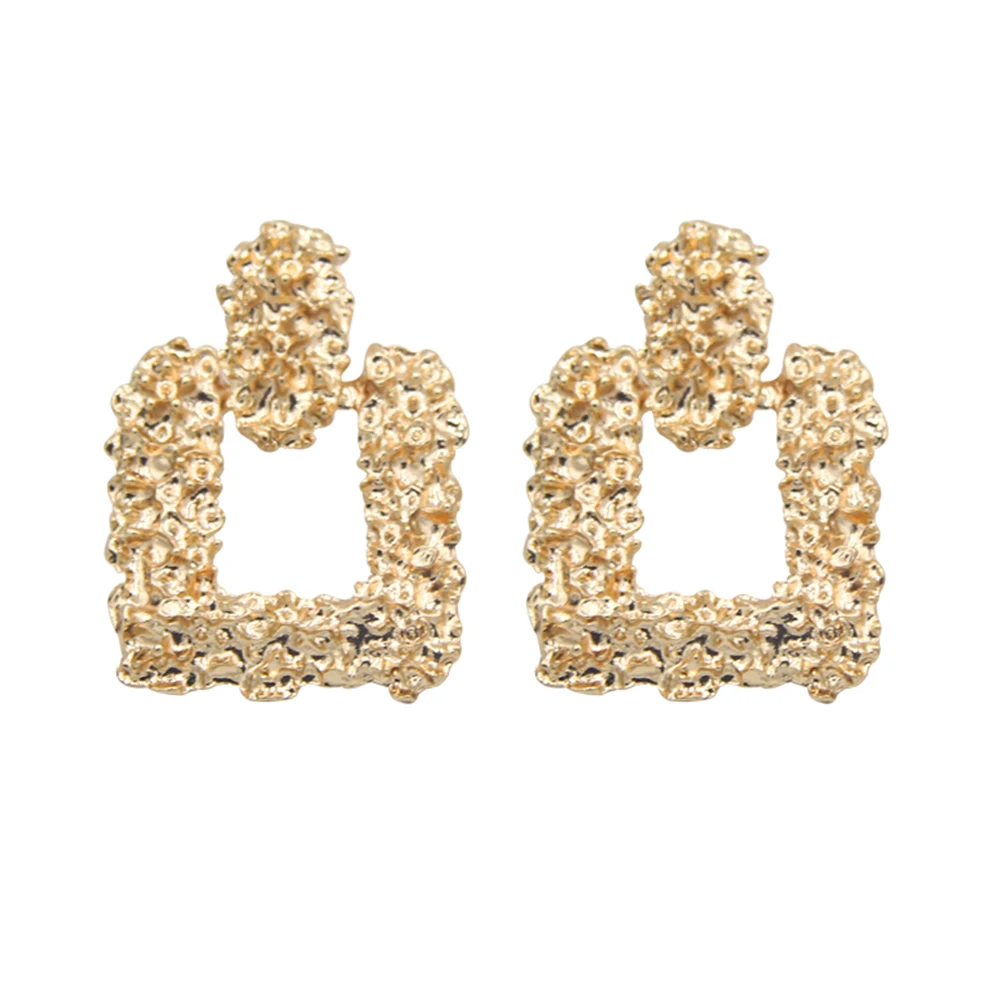 

Veijer Women Luxury Jewelry Gold Square Geometric Noble Hoop Earrings