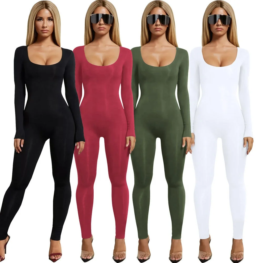 

Womens Sporty Long Sleeve Rompers New Arrival Workout Active Wear Ribbed Fitness Jumpsuits, Available