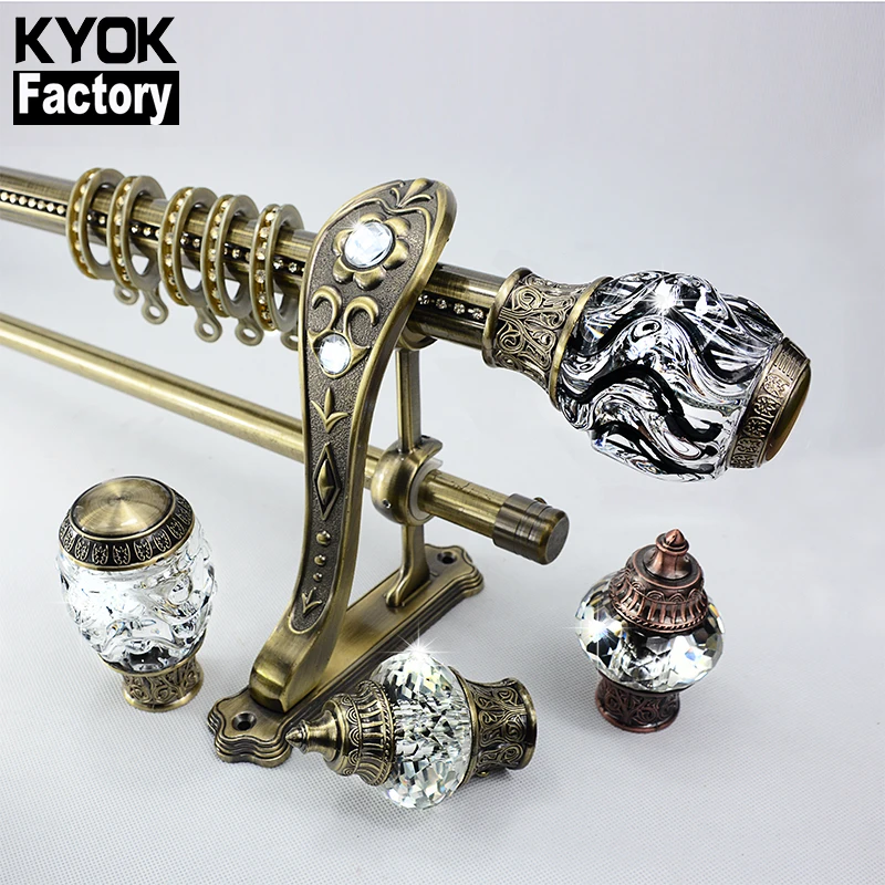 

KYOK 2020 new gold curtain rod and accessories modern curtain rod for corner window D910, Ab ac gp cp ss sn