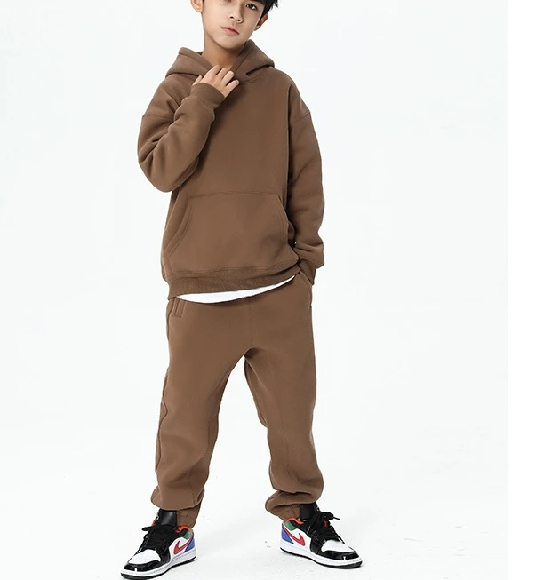 

high quality cotton 100% oversized plain kids crewneck sweatshirt hoodies set for kids