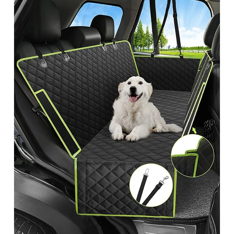 

Sanan Manufacturer waterproof Dog Car Seat Cover hammock back pet seat cover with mesh window and non slip material, Black, customized