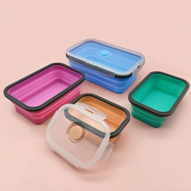 

Hot Sale Super Convenient Best Sell Kids Lunch Boxes Silicone Collapsible Food Storage Bento Box With Lid, Picture