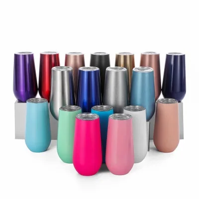 

P830 6oz Stainless Steel Egg Cups Mug Wine Glass Mini Kids Milk Cup With Lid Vacuum Insulated Outdoor Hiking Water Bottle, Colors