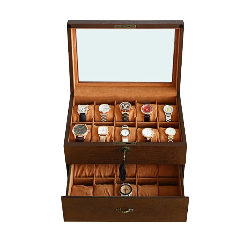 

Luxury wholesale custom drawer made gift jewellery watch organizer box, Palm red