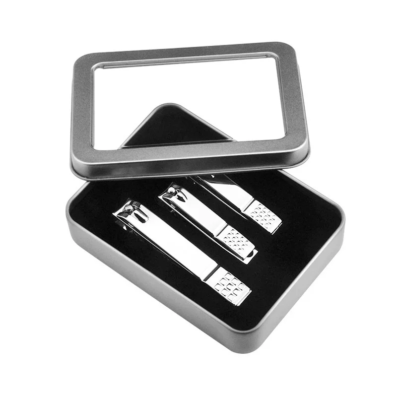 

Metal Case 3pcs Edge Nail Cutter 3 Pcs Nail Clipper Set For Fingernail and Toenail with Metal Case, Silver