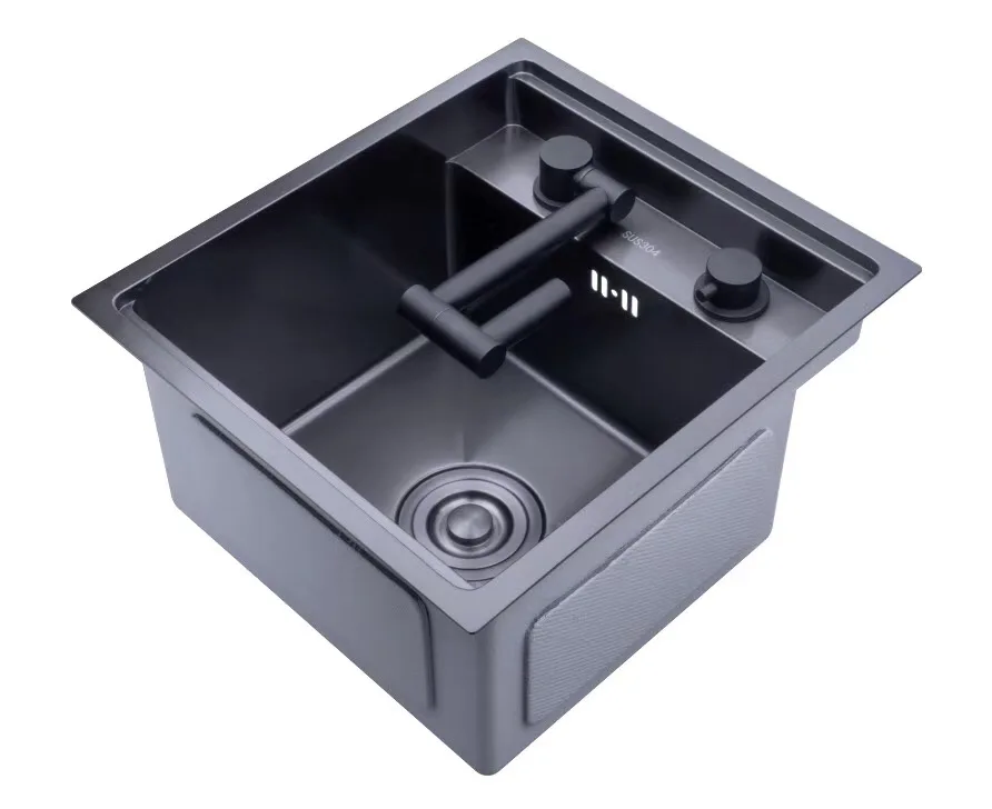 
Black innovative hidden kitchen hand sink nano single double sink kitchen stainless steel sink  (62554707040)