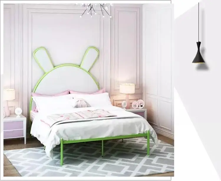 Modern minimalist environmental protection Nordic ins light luxury princess iron  golden double bed
