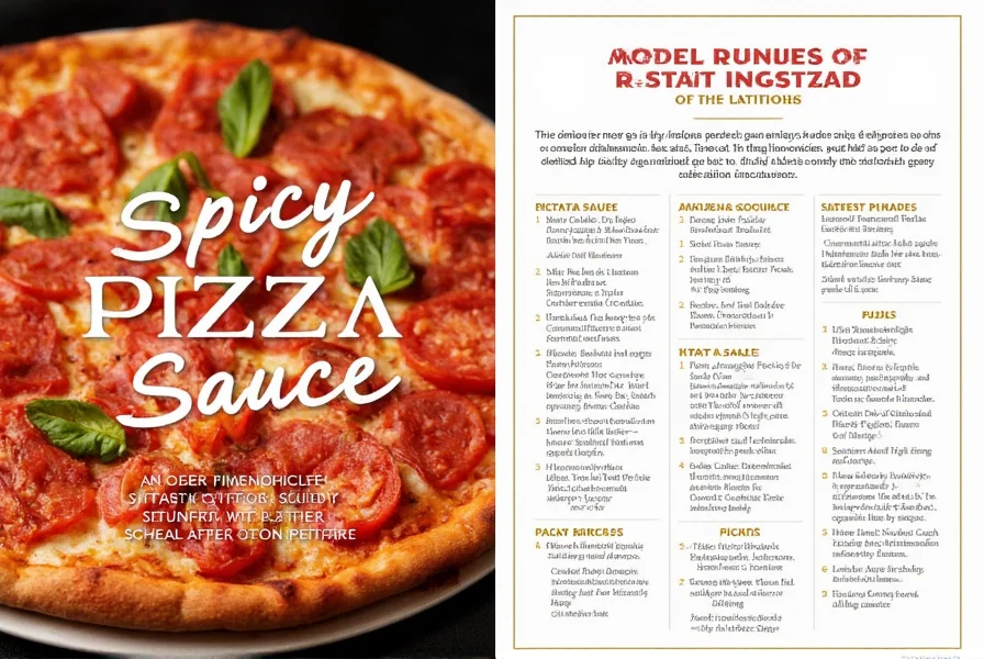 Spicy pizza sauce on a fresh slice of pizza