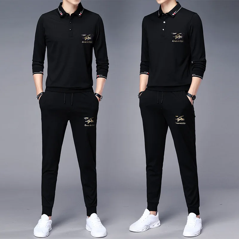 

New men's leisure sports suit spring pants Long Sleeve T-Shirt loose trend Leggings leisure two piece set