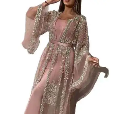 

Long Sleeve Sequin Mesh Suit Gown for Party