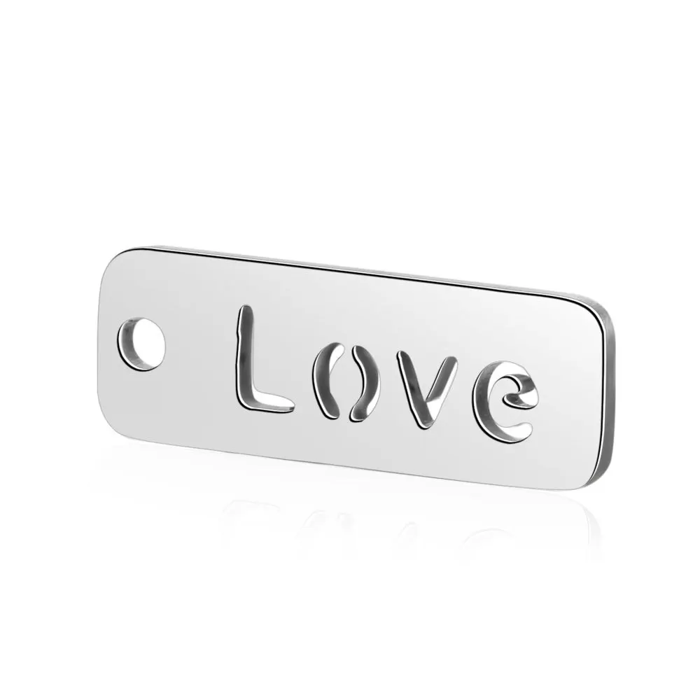 

Wholesale 10Pcs/Bag Stainless Steel Square Hollow Letter Love Charms Pendant