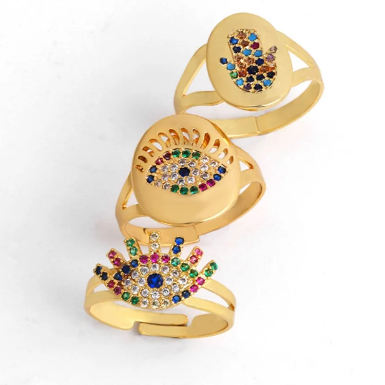 

Fashion jewelry colorful cz rainbow ring cubic zirconia turkish eye rainbow eternity ring