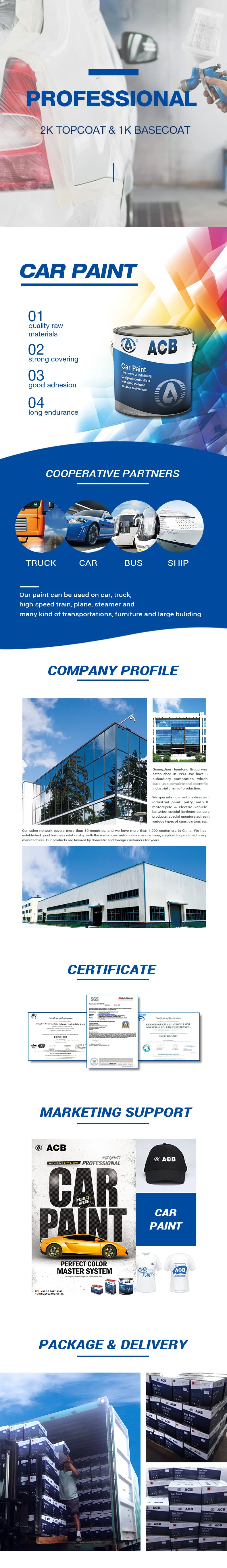 Acb German Car Paint Brands Metallic Car Paint 2k Solid Color Clear