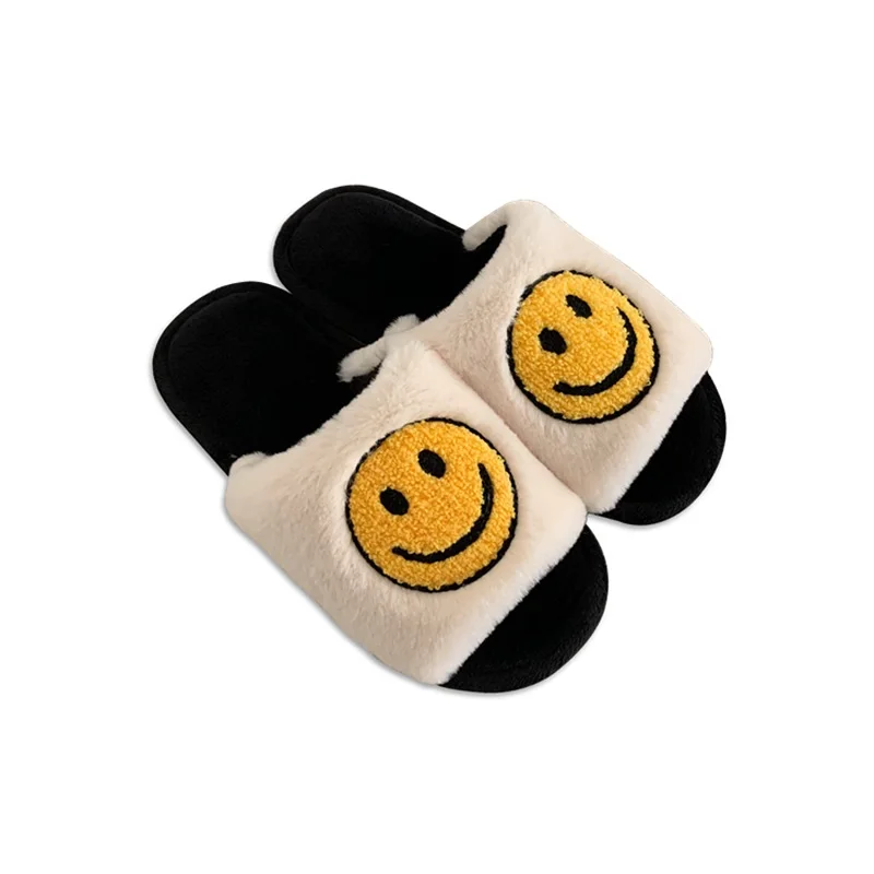 

2021 Droshipping free shipping wholesale smile smiley face indoor fur home house women's slippers shoes