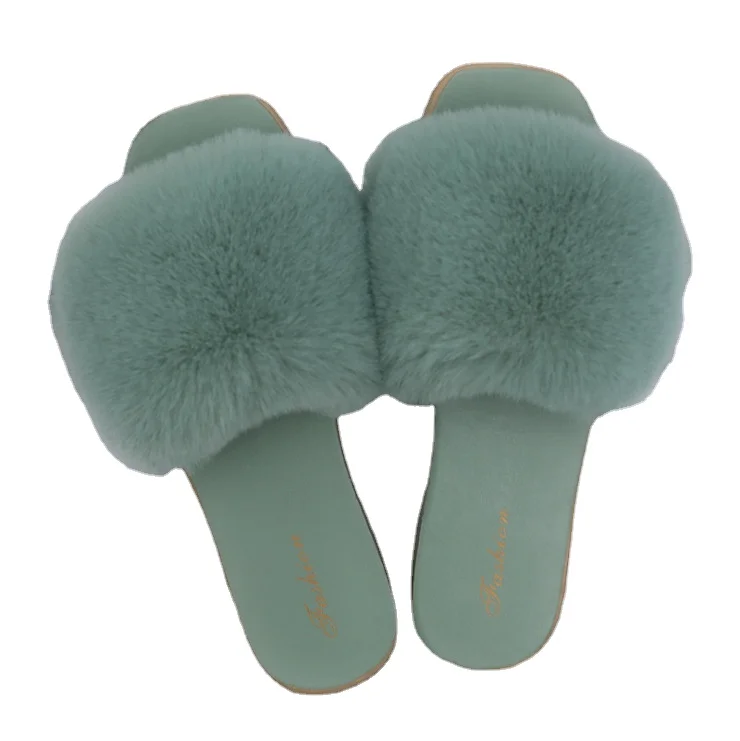 

2021 New Arrival Wholesale Plush Slippers For Women Comfortable Plush Fur Slippers, As picture