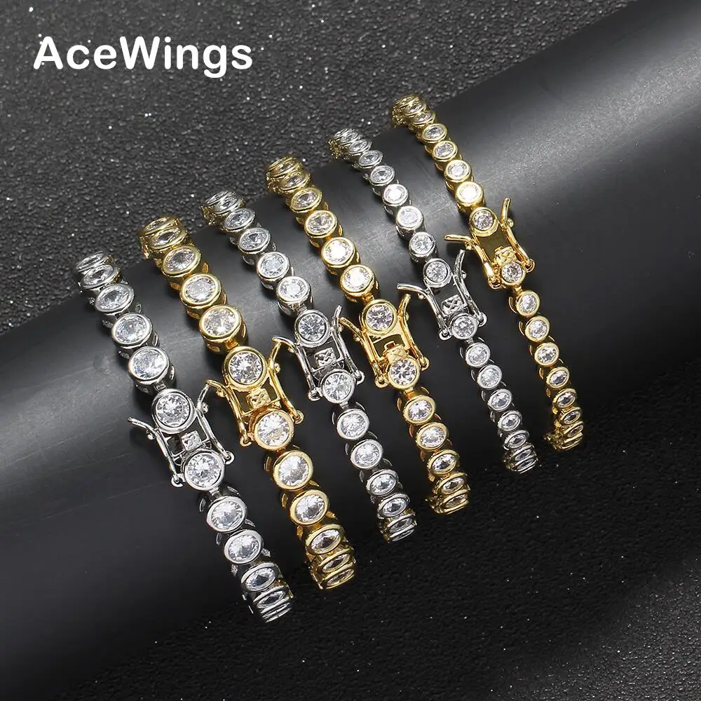 BB249  3mm 4mm 5mm  7" 8"  Brass Bracelet Tennis Chain Brass Setting CZ Bracelet Iced Out Cubic Zircon Bling Bling