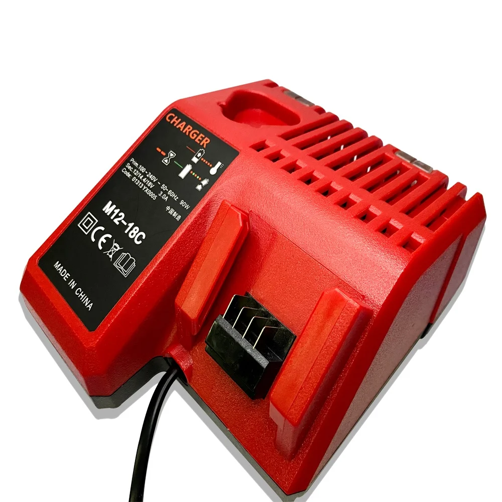 

M12-18C Replacement Milwaukee 10.8V 12V 14.4V 18V Battery Charger For Milwaukee M12 M18 Rapid Lithium-ion Battery Charger, Red+black
