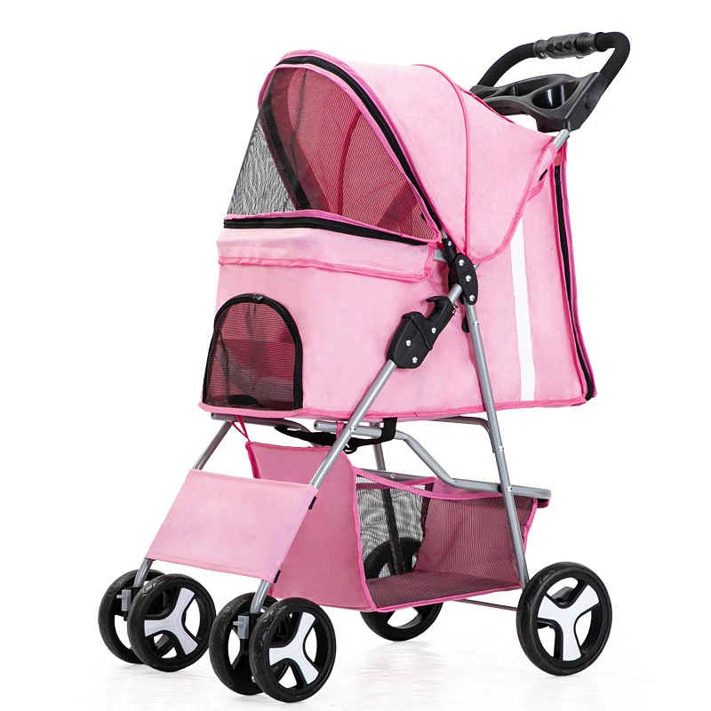 

High Quality Folding Four-wheeled Easy Walk Travel Carrier Carriage Pet Stroller For Cats Dogs