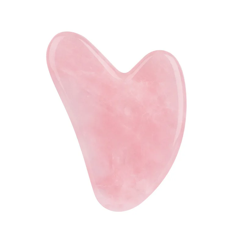 

Hot sell real stone gau sha tool rose quartz crystal GuaSha Scalping pink