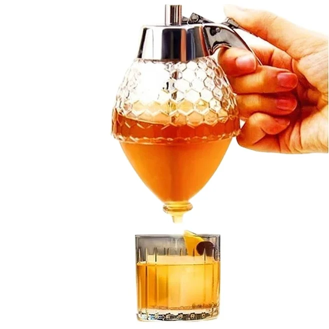 

200ML Drip Honey And Syrup Dispenser Portable Juice Bee Storage Pot Drip jar acrylic honey dispenser