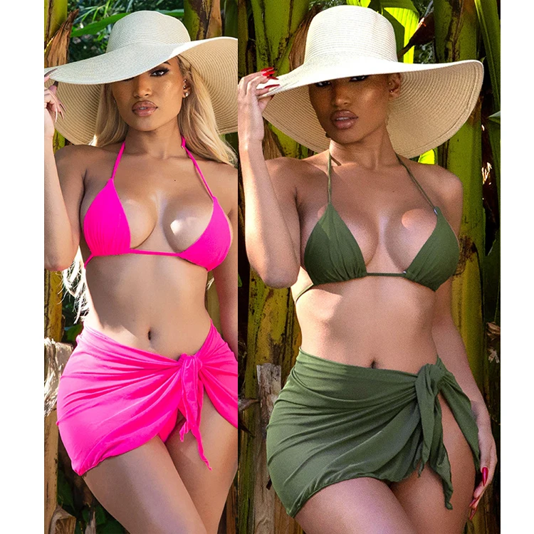 

Free Shipping Custom 3 Pieces Bathing Suit Women Mesh Sexy Bikini Mesh Dress Set High Waisted Swimsuit swimwear, Customized colors