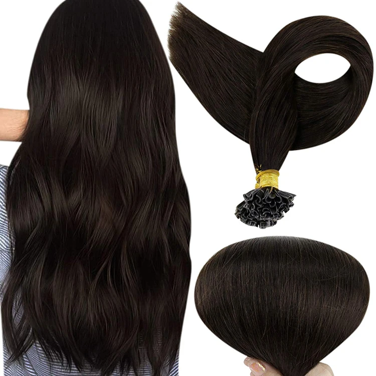 

Full Shine Best Selling Darkest Brown Utip Keratin Bond Hair Extensions Remy Brazilian Human Hair 50strands/pack