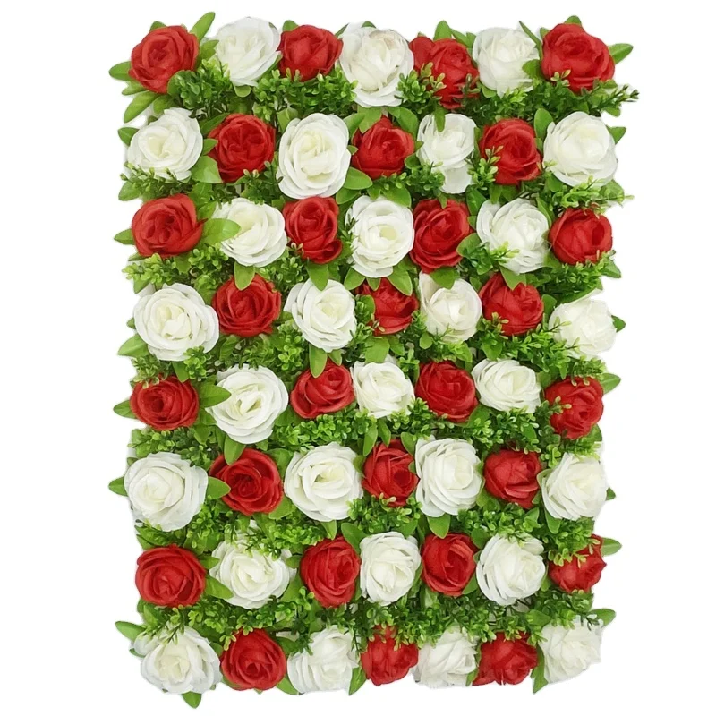 

Hot Sell Red White Rose Artificial Flower Wall For Party Banquet Backdrop Decoration, Picture shows