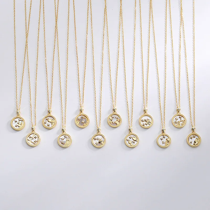 

XIXIA Custom Wholesale Fashion Jewelry 925 Sterling Silver Necklace 14K Gold Plated Horoscope Pendant Necklace For Women