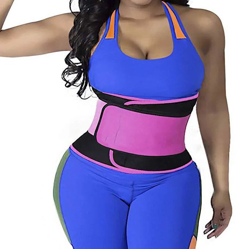 

Woman Plus Size Neoprene Breathable Waist Back Support Brace Belt, Blue, black, purple, rose red