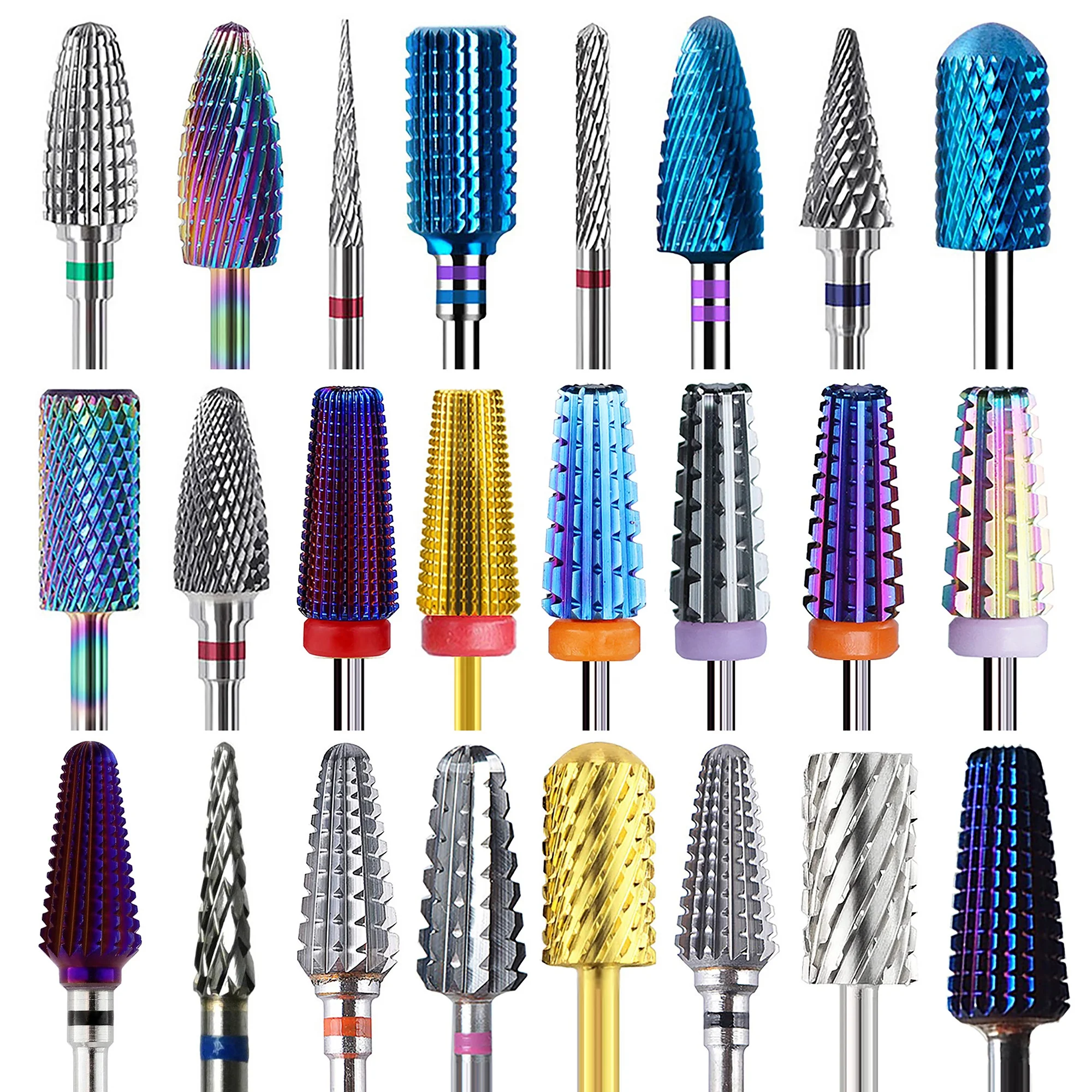 

99 Type New Design Tapered Carbide Ceramic Nail Drill Bit Safe Reversed Chip Removal Bits Milling Cutter 5 in 1 Nail Drill Bits