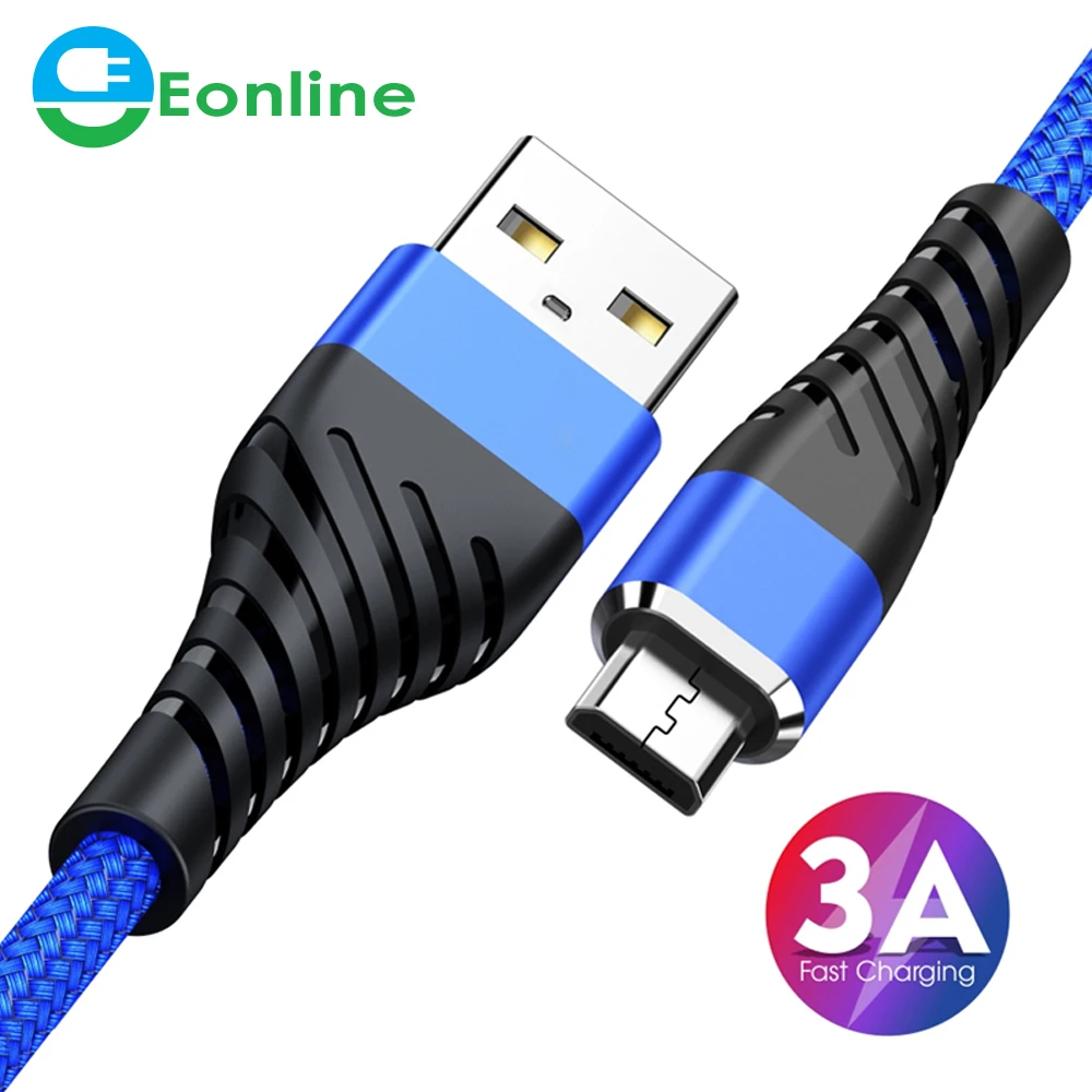 

1M 2M 3M Micro USB Cable 3A Fast Charging Micro Data USB Cable For Samsung Xiaomi Huawei Android Mobile Phone Charger Cable Cord, Sliver , black , red , gold , blue