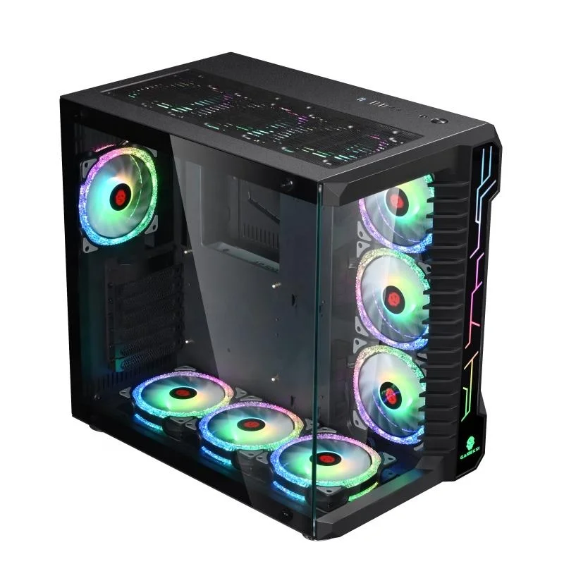 

Well Designed 400mm VGA Full View Tempered Glass Gaming Computer Tower with RGB light Strip, Black