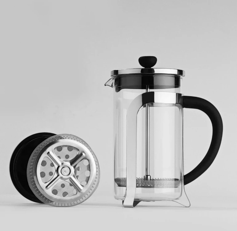 

800ml French Press Sturdy Stainless Steel Inner Part Cup Holder with Handle Silver French Press Coffee Maker