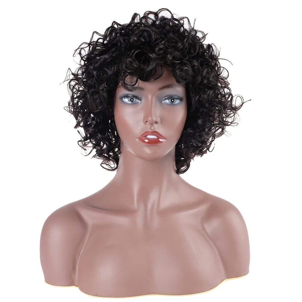 

Hot Selling Short Human Hair Wig Brazilian Afro Kinky Curly Bob Wigs Non Lace Front Human Hair Wigs For Black Women, Picture color