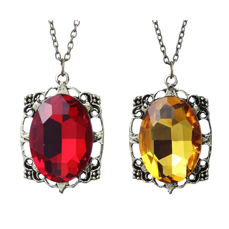 

Hot TV The Vampire Diaries Bonnie Necklace Yellow Red Crystal Jewelry for Women Girls Cosplay Gift