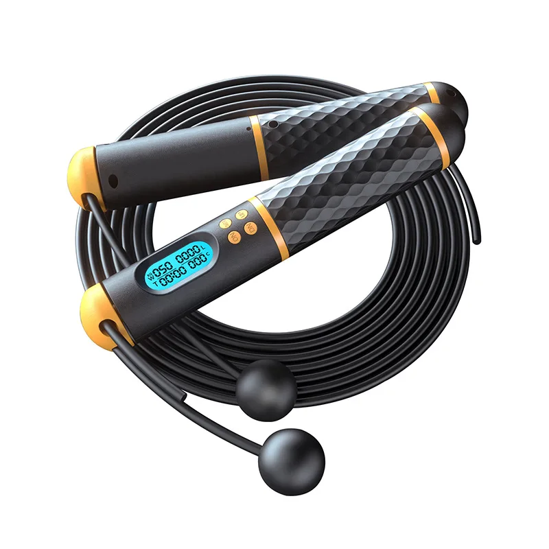 

Hot Selling Training Smart digital cordless skipping rope Weight Calories Time Jump Rope, Black blue