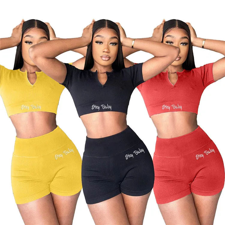 

Terse Style Sportswear Suit Two Piece Short Sleeve Set Piece Pants Two Piece Women Short Set, Picture color