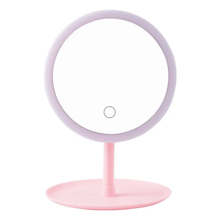 

Led Makeup Mirror M007 Smart Touch Control Lighted Makeup Vanity Stand Up Desk Ring Light Mirror Led Vanity Mirror Usb Use, Pink, white