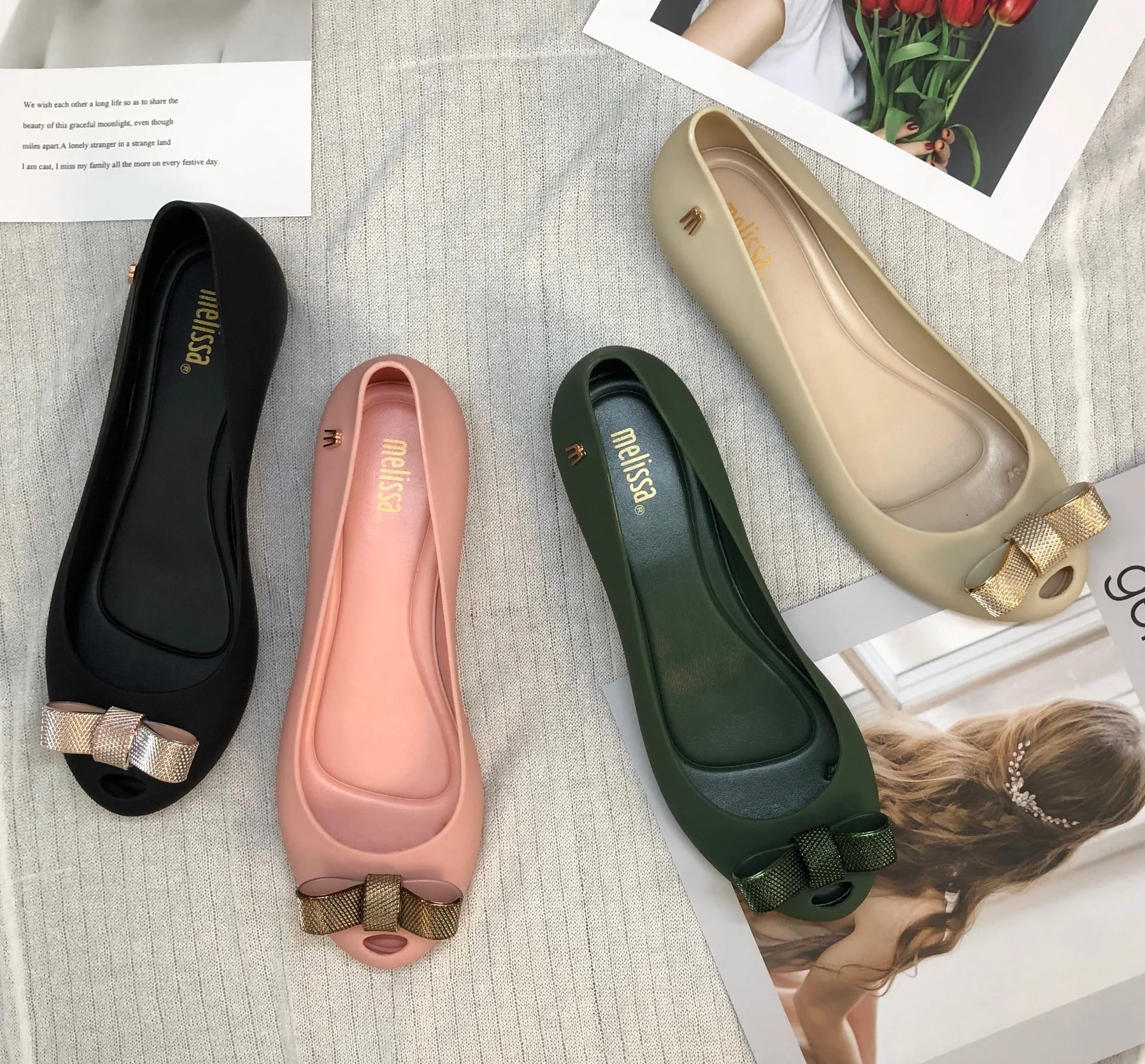 

The new Melissa 2020 bow-hollowedFlip-flop beach shoes Women's shoes