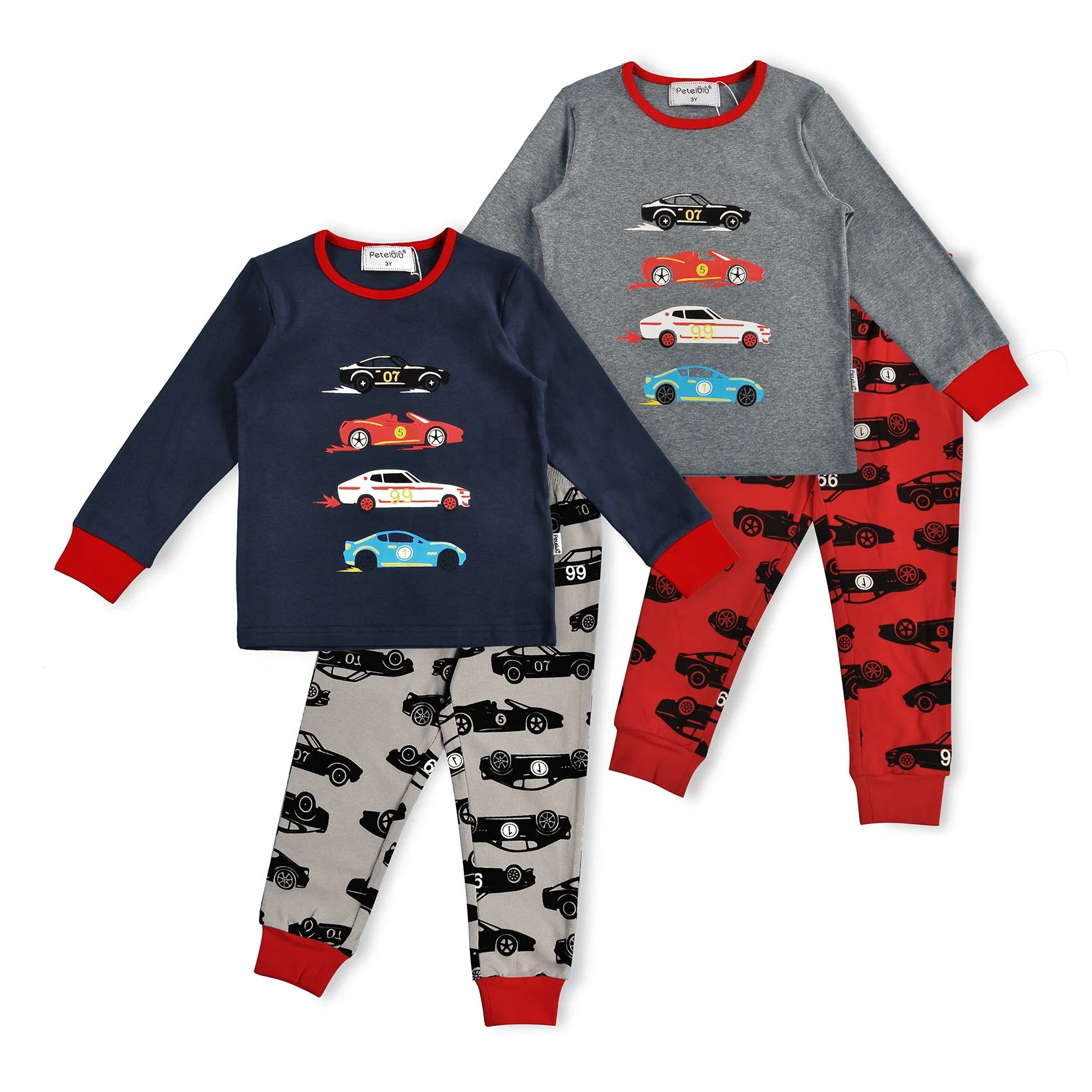 

Petelulu new trending fashion summer cars boys sets clothes pajamas kids pyjamas, A: blue b:gray