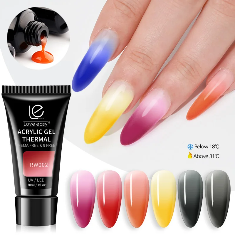 

2022 Love Easy Wholesale professional 12 colors Oem Uv/led Temperature Color Mood Change Poly Acryl Gel