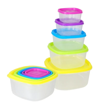 

HAIXIN Food Container Food Storage Box Wholesale Colourful Square Plastic 5pcs Storage Boxes & Bins Eco-friendly Injection 2020, Blue/pink/green/yelllow/purple/red/orange