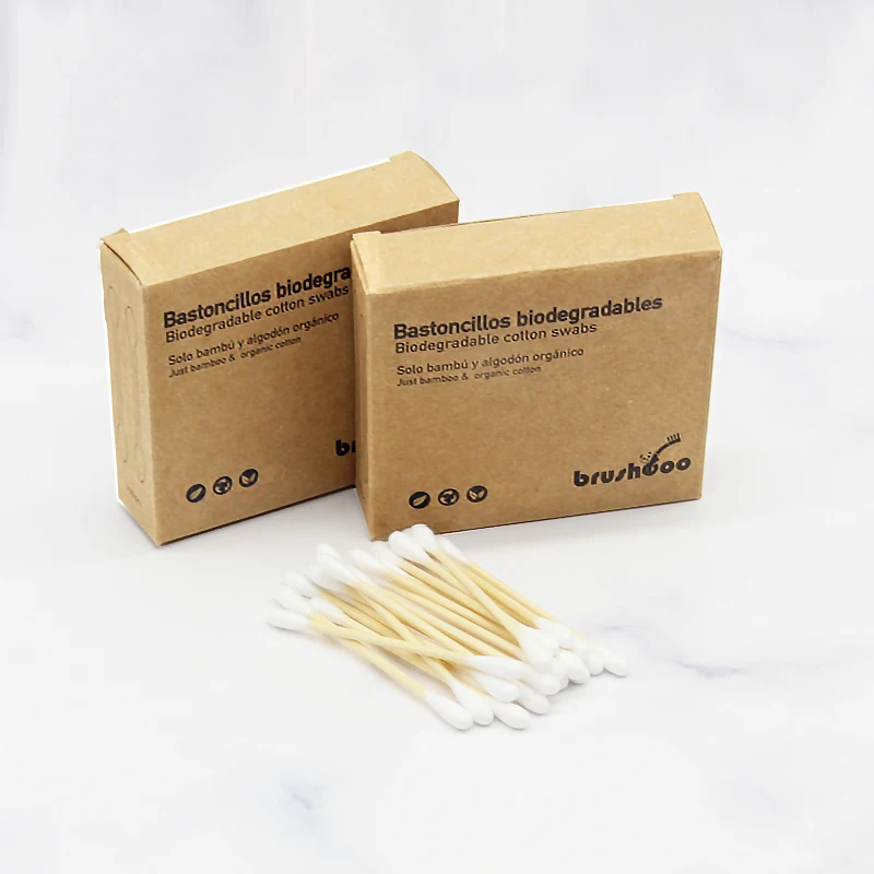 

100pcs bamboo cotton stick swabs ear clean buds, Nature