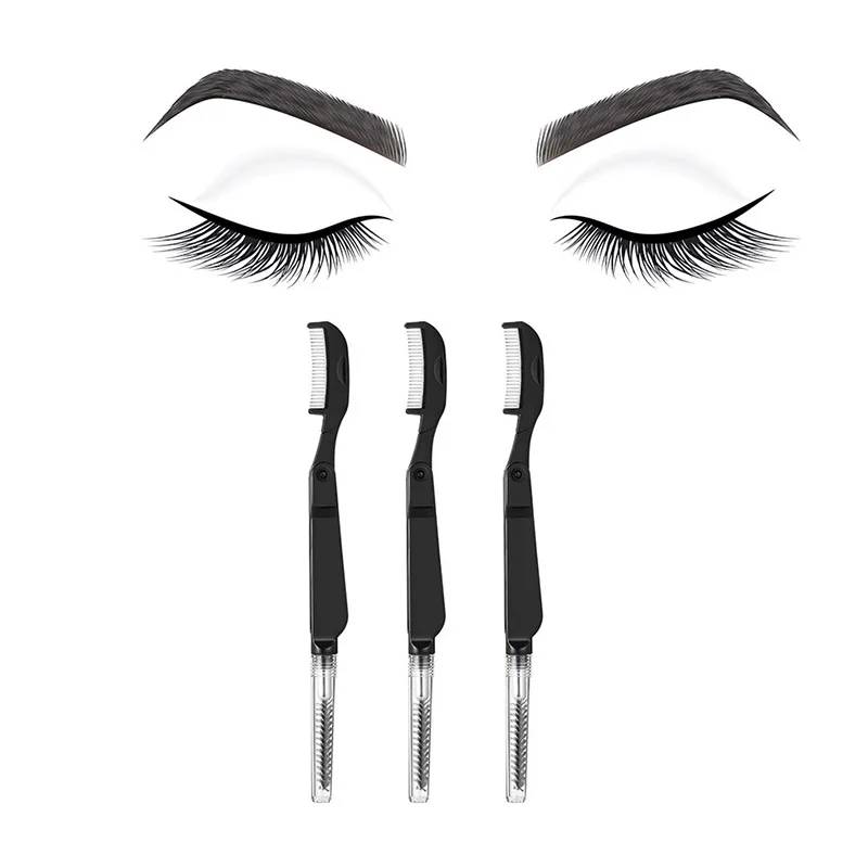 

High Quality Double Ended Stainless Steel Eyebrow Brushes Mascara Eyelash Comb For Grooming Eyelash, Black