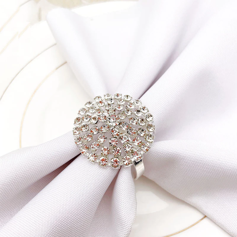 

Metal Napkin Rings Hotel Countertop White Crystal Rhinestone Decoration Napkin Buckle Western Restaurant Table Supplies HWD109