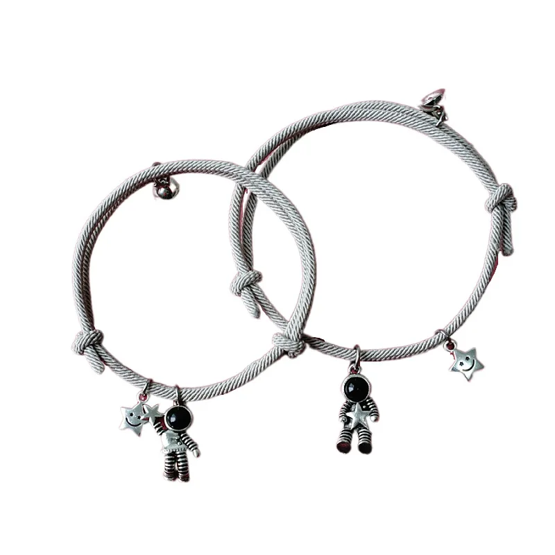 

Magnetic Smile Astronaut Star Alloy bracelet For Couple 2pcs/set KIB051, As the pictures