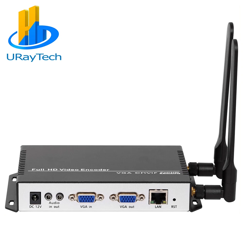 

URay Wireless HEVC H.265 VGA to IP Video Encoder IPTV RTMP RTMPS SRT UDP PNVIF for VGA to YouTube Facebook etc Live Streaming
