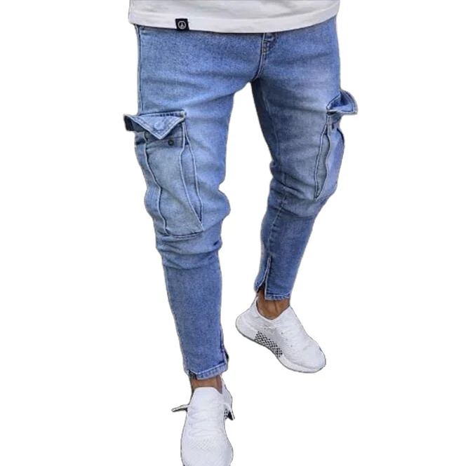 Retro Motorcycle Style Stretch Denim Trousers