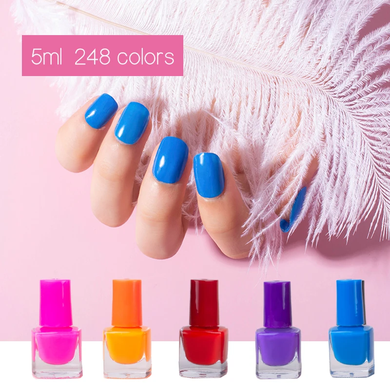 

High Quality Wholesale Private Label 5ml 10 Color Oil Base Peel Off Dry Fast Nail Polish for Nail Salon