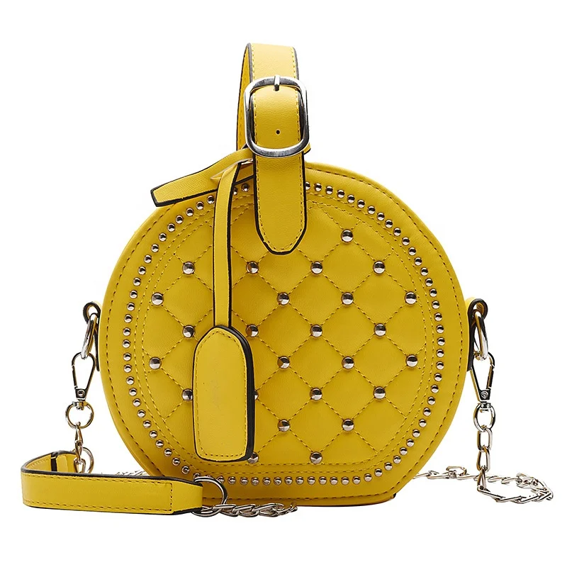 

2020 new fashion style best selling round shape rivet hand bag jelly crossbody purse handbags for women ladies bags, 7 color options